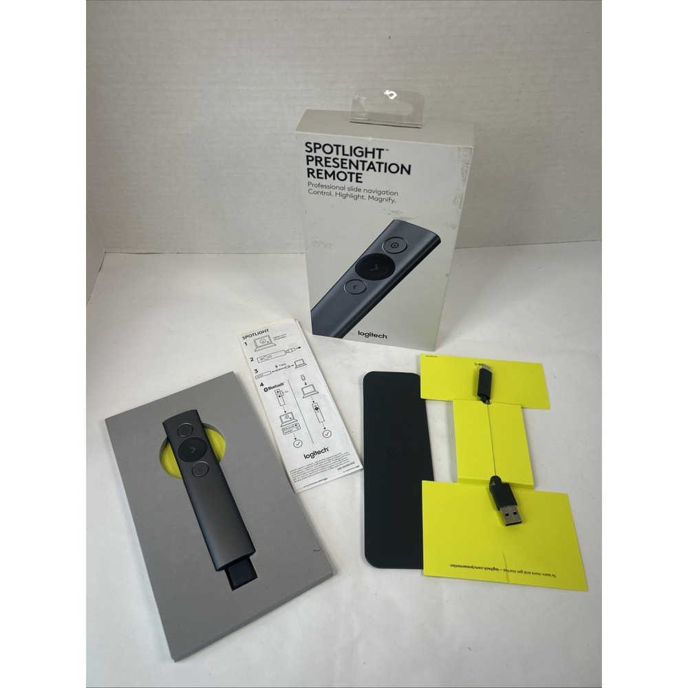 Logitech SPOTLIGHT Presentation Remote 810-004886 Slate Gray with Dongle Cable